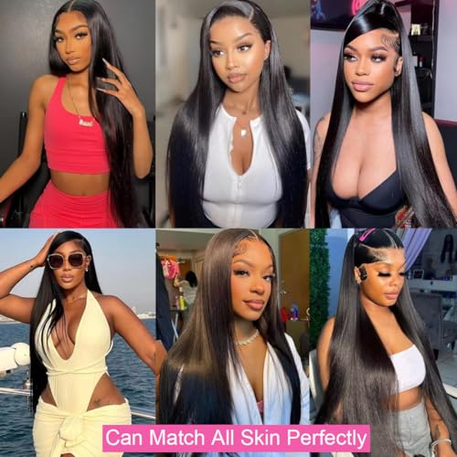 BELE 13x4 Lace Front Wigs Human Hair 26 Inch 200% Density Pre Plucked Brazilian Virgin Straight Skinlike Real Hd Lace Frontal Wigs Human Hair Glueless Straight Lace Front Wigs for Women Natural Color