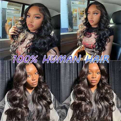 16 18 20 Inch Body Wave Bundles with Closure (14 Inch 2x6 HD Lace Closure) Human Hair Brazilian 3 Bundles with Closure Unprocessed Virgin Human Hair deep Middle Part