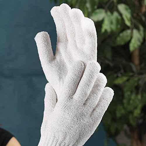 ForPro Professional Collection Premium Exfoliating Gloves for Cosmetic Application and Product Removal, One Size Fits Most, White, 6 Pairs