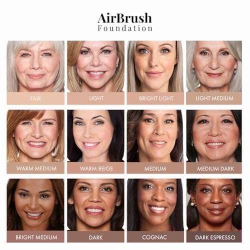 Jerome Alexander MagicMinerals AirBrush Foundation ? 2 Piece Set with Airbrush Foundation and Kabuki Brush - Spray Makeup with Anti-aging Ingredients for Smooth Radiant Skin - Light Medium