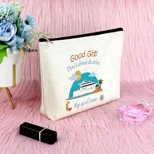 Cruise Gifts for Women Makeup Bag Cruise Trip Gifts for Friends Besties Cosmetic Bag Summer Vacation Presents Graduation Birthday Christmas for Mom Aunt Sister Zipper Travel Pouch Toiletry Pouch