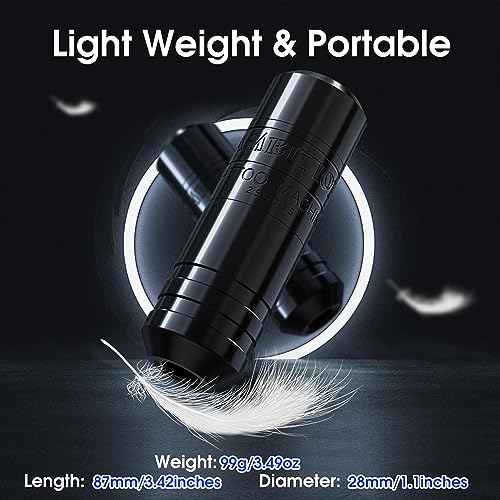 Ambition Torped Tattoo Machine Kit - Rotary Tattoo Machine Cartridges Short Pen with 1800mAh Tattoo Power Supply Brushless Motor for Professional Tattoo Artist