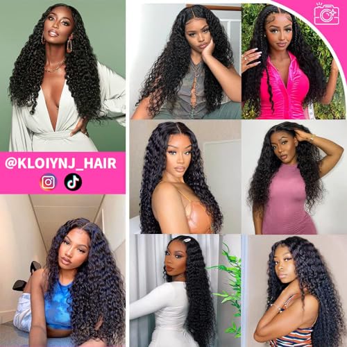 U Part Wigs Human Hair for Black Women Deep Wave Human Hair Brazilian Hair Full Head Clip in Half Wig V Part Glueless Wigs Human Hair Pre Plucked U Shape Wigs (Natural Black, 18 inch)