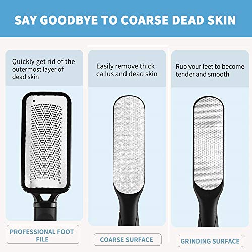 Fu Store 2 Pack Foot Files Callus Remover Stainless Steel Foot Rasp and Dual Sided Feet File Professional Scrubber Pedicure Tools Premium for Feet Care Remove Hard Skin