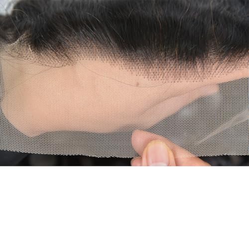 13x6 Lace Frontal Transparent Lace 100% Unprocessed Brazilian Virgin Human Hair Lace Closure Pre Plucked with Baby Hair Natural Black Color (13x6,Water Wave, 18 Inch)