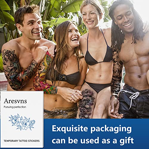 Aresvns Temporary Tattoo Flowers for Women and Kids (L19¡°xW7¡±),Beautiful Sleeve Tattoos Waterproof and Long-Lasting, Full Arm Fake Tattoos for Girls Christmas Gift,for BBQ Pool Beach Party