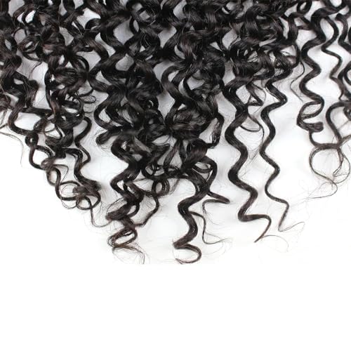Dreambeauty Transparent Lace Color 13¡¿6" Lace Frontal Closure Kinky Curly Free Part Brazilian Remy Human Hair Pre-Plucked Natural Hairline Lace Frontal Closure with Baby Hair Natural Color (18 Inch)
