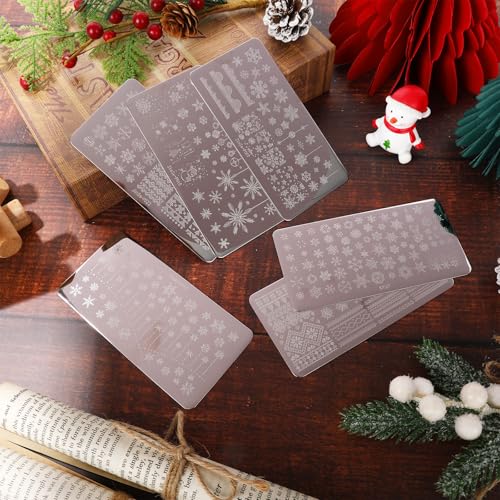 6Pcs Winter Snowflake Nail Art Stamping Plate Kit Christmas Assorted Snowflake Nail Art Plate for Xmas DIY Print Manicure Salon Studio