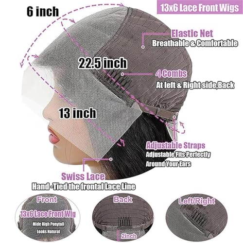 13X6 Body Wave Lace Front Wigs Human Hair Pre Plucked 210 Density Glueless HD Lace Frontal Human Hair Wigs with Baby Hair for Women 18inch