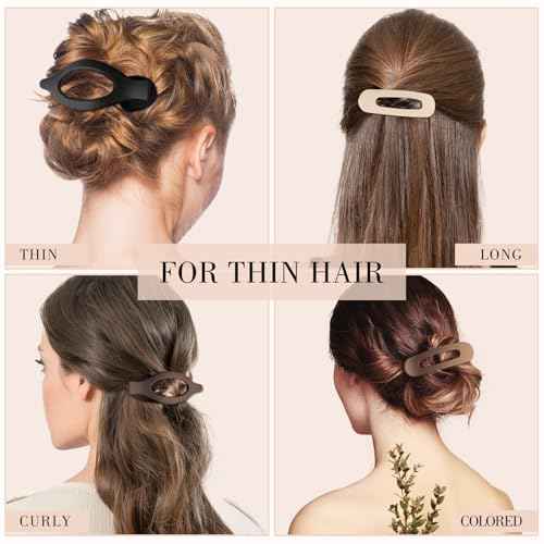 obeoby 8 Pcs Flat Hair Clips, Neutral Color Flat Claw Clips 2 Styles Hair Claws for Women Girls Medium Hair Volume French Hair Barrettes Accessories