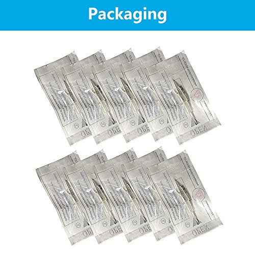 Pinkiou Permanent Makeup Cartridges Round 1RL Tattoo Needles and Caps for Eyebrow Tattoo Machine Microblading Pen Pigment Tips (Pack of 10)