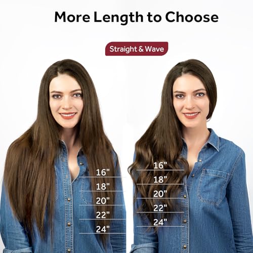 Clip in Hair Extensions Real Human Hair, 100% Remy Chocolate Brown Hair Extensions for Long Hair, Tangle-free&Shedding-free, #4 20Inch 120G 7PCS