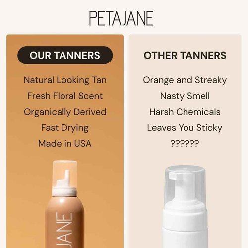 Petajane Light Tanning Mousse, 7 Fl Oz, Self Tanner Foam, Pack of 2