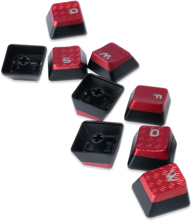 10Keys Corsair FPS Red Backlit Keycaps Replacement for Cherry Key Switches Gaming Keyboards(QWERDF+WASD)