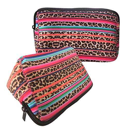 Vlike Leopard Rainbow Makeup bag Waterproof Soft Neoprene Travel bag Zippered Storage Pouch Printing Toiletry bag Organizer