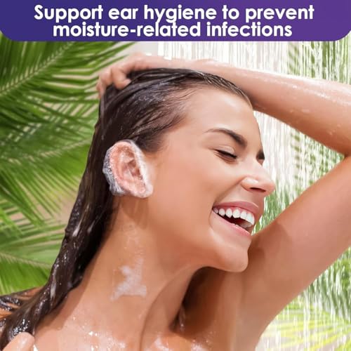 200 Pcs Disposable Ear Covers for Shower Waterproof - Ear Shower Caps for Adults Ear Caps for Shower Ear Covers for Hair Dye Plastic Ear Covers for Showering - Disposable Ear Protectors for Water