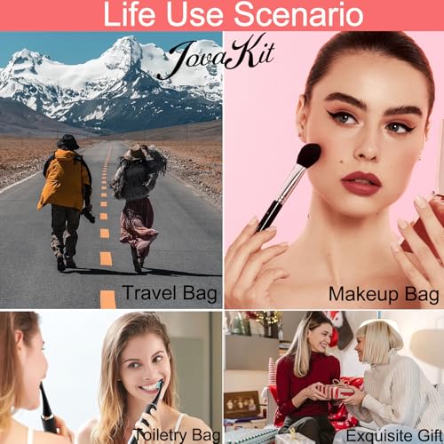 JOVAKIT Small Alphabet Makeup Bag Cosmetic Bag for Women, Christmas Gifts for Girls, Floral Flowers Coquette Travel Toiletry Bag, Zipper Make Up Pouch Organizer Bag Trendy Stuff (Blue Floral K)