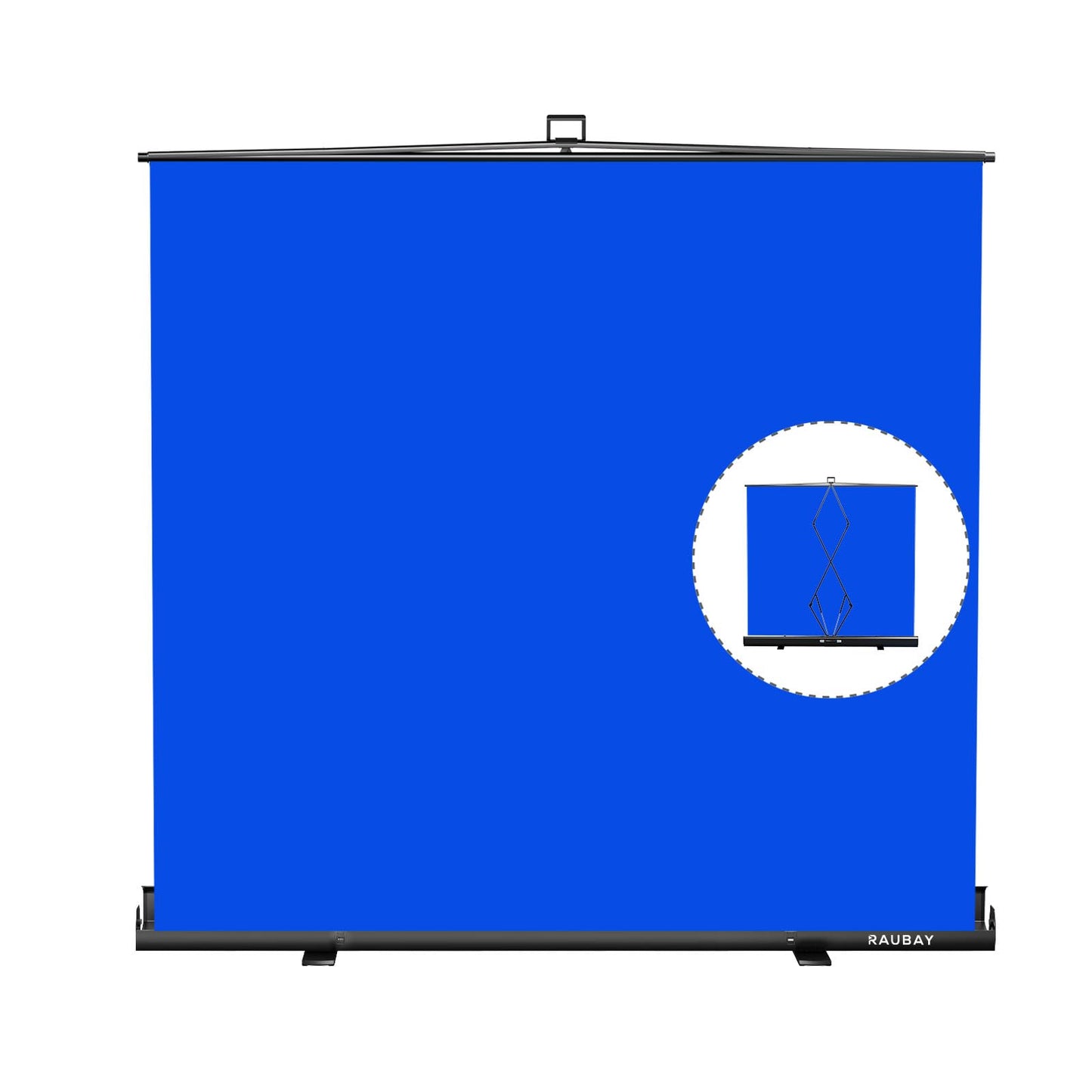 【Wider Style】 RAUBAY 78.7 x 82.7in Large Collapsible Blue Screen Backdrop Portable Retractable Chroma Key Panel Photo Background with Stand for Video Conference, Photographic Studio, Streaming