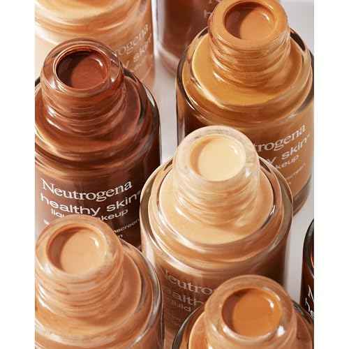 Neutrogena Healthy Skin Liquid Foundation Makeup with Broad Spectrum SPF 20 Sunscreen, Lightweight, Medium Coverage Makeup with Sunscreen and Pro-Vitamin B5, Natural Ivory 20, 1 fl. oz