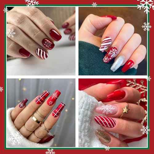 30 Sheets Christmas Nail Art Stickers Winter Nail Stickers Christmas Snowflake Design 3D Self-Adhesive Nail Decals for Nail Art Xmas Nail Sticker White Christmas Nail Art Supplies for Women