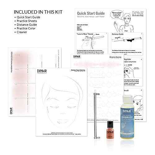 Dinair Airbrush Makeup Professional Natural Look Summer Kit | FAIR Shades | 10pc Make-up Set | Multi-Purpose for Foundation, Blush, Shimmer, Concealer, Eyeliner | Plus Shadow/Brow Stencils