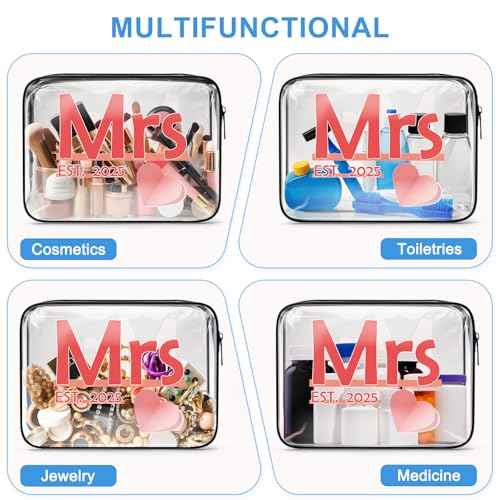 Bridal Shower Gifts for Bride Mrs Makeup Bag Bride to Be Gifts Future Bride Gift 2025 Wedding Gifts for Sister Friends Bestie Bachelorette Party Engagement Gifts Cosmetic Bag Pouch Travel Toiletry Bag
