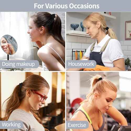 150 Pcs Seamless Elastic Hair Ties No Damage for Thick & Thin Hair, Ponytail Holders, Elastics, Soft Pony Tails Bands for Women, All Black