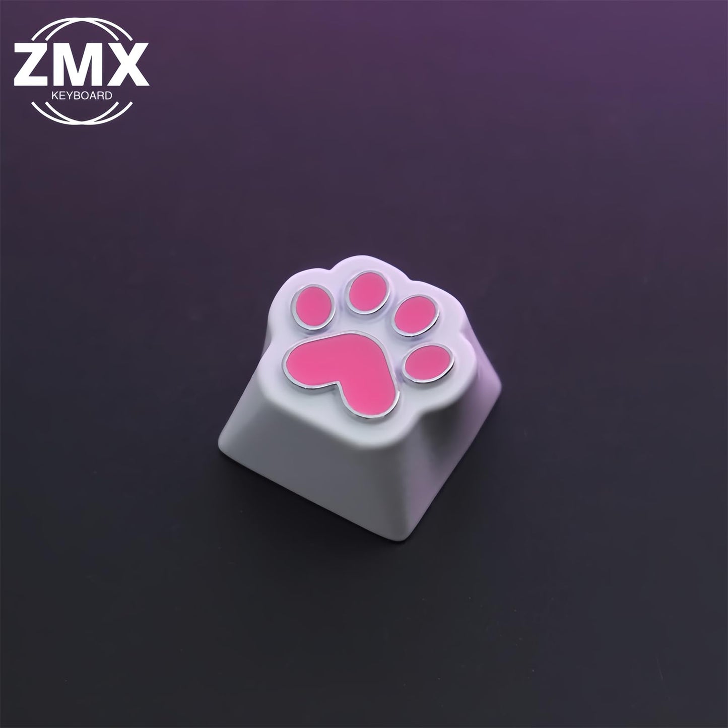 ZMX Custom ESC Keycaps,Artisan Aluminum Alloy Metal Keycaps for RGB Gaming Keyboard Backlight Personalized Keycaps for Cherry MX Switch Mechanical Keyboard R4 Height DIY Keycaps (Pink Cat-Paw)