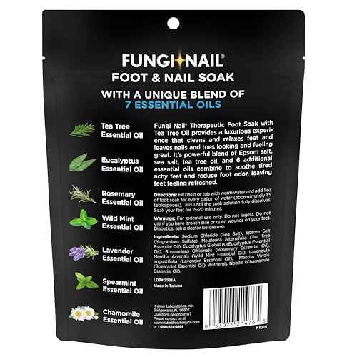 Fungi-Nail Foot & Nail Soak with Tea Tree Oil - Moisturize, Reduce Foot Odor, & Soothe Aching Feet - A Therapeutic Blend of Rich Mineral Epsom Salt, Pure Sea Salt, and 7 Essential Oils - 1 Pound