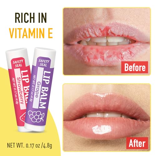 128 Pack Lip Balm, Natural Lip Balm Bulk with Vitamin E and Coconut Oil, Moisturizing Lip Balms for Dry Cracked Lips, Lip Balms for Stocking Stuffers - 8 Flavors