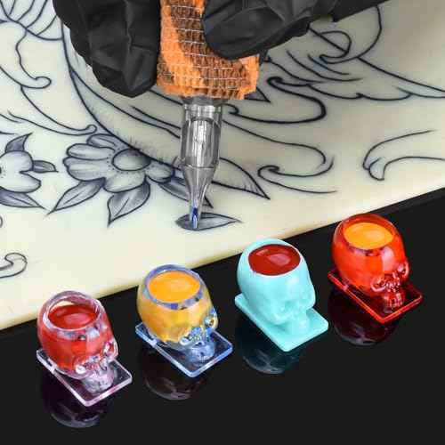 ATOMUS 40pcs Tattoo Cartridge Needles with 20pcs Silicone Ink Cups Size #10 RL RS RM Round Liner Tattoo Needles for Tattoo Gun Pen Liner Pattern (3RS+5RS+7RS+9RS)