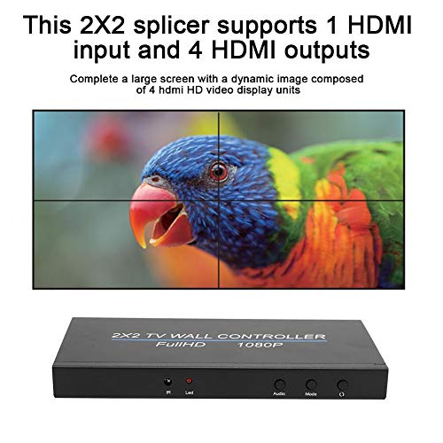 2x2 Video Wall Controller, Video Image Processor Screen Splicing 1080P high Definition Image Video Wall Controller, Support for Splicing 2X1/3X1/4X1/1X2/1X3/1X4/2X2(US)