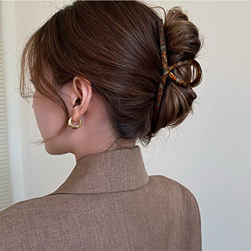 3Pack Large Metal Acetate Hair Claw Clips for Thick Thin Hair, Fashion Big Hair Clamp Hair Styling Accessories as Gift for Wife Girlfriend (Ivory White,Green White,Amber)