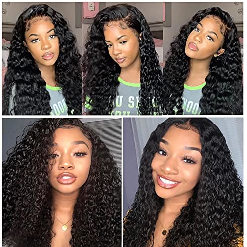 Water Wave Lace Front Wigs Human Hair Pre Plucked 13x6 HD Lace Frontal Wigs 200% Density Brazilian Virgin Human Hair Wigs for Black Women Natural Color
