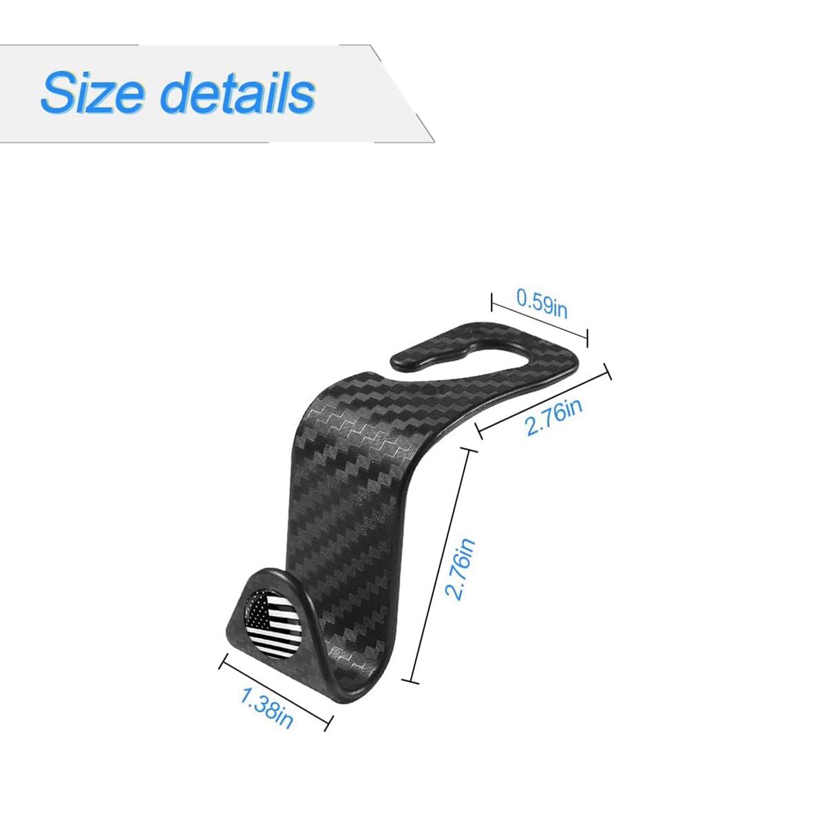 4PCS Car Seat Headrest Hooks, Auto Back Seat Hanger Holder, Durable Stylish Vehicle Organizer Universal Car Accessories, Storage Hooks for Purses, Bags, Clothes, Coats (Carbon Fiber/Black Flag)