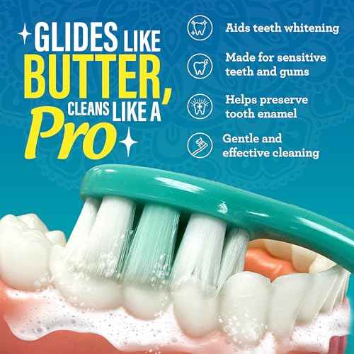 GuruNanda Butter On Gums Toothbrush, ADA Accepted, With 8000+ Ultra Soft Softex Bristles for Sensitive & Receding Gums, Perfect for Whiter Teeth, 6 Ct