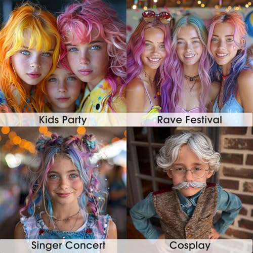 Hair Chalk for Kids Girls, Black White Temporary Hair Color Dye, Washable Hair Chalk Comb - Kids Hair Dye Makeup For Party Halloween Christmas Birthday Cosplay Festivals