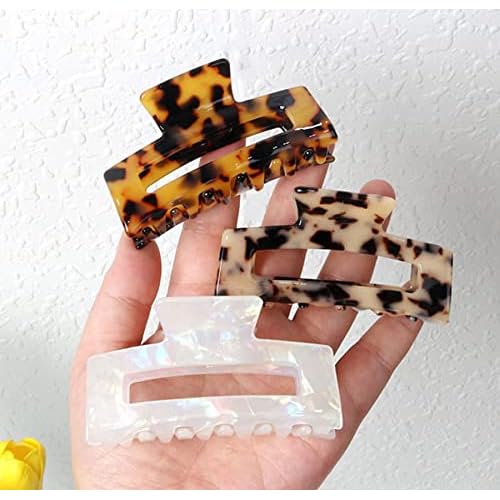 4Pcs Hair Claw Clips, Acetate Hair Banana Barrettes, French Butterfly Jaw Clips, Mermaid Color Crab Hairpin, Leopard Print Stylish Hair Accessories for Women Girls (4 Pcs)