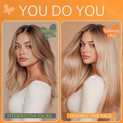 DOORES Clip in Hair Extensions Real Human Hair, Dark Brown 150g 9pcs 20 Inch, Clip in Extensions Real Natural Weft for Women Thick Silky Straight Weft