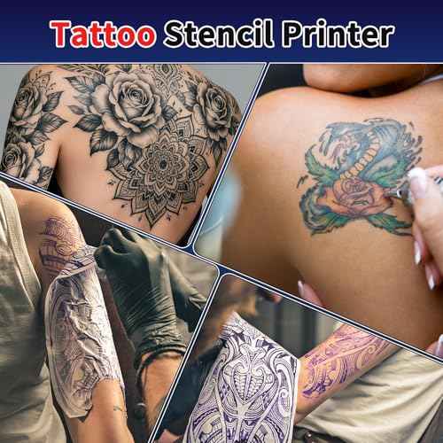Tattoo Stencil Printer, Wireless Tattoo Machine, Thermal Portable Kit with Transfer Papers, Tattoo Supplies for Perfessional and Beginners, Bluetooth & USB Connnection-Black