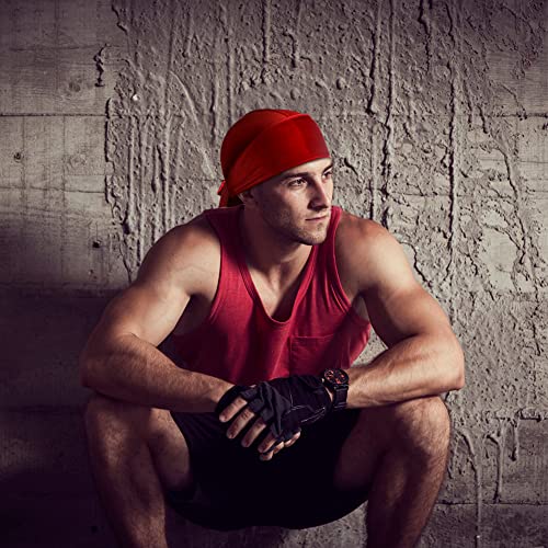 4 Pieces Men Velvet Durag with Long Tail Silky Durag Headwraps for 360 Waves