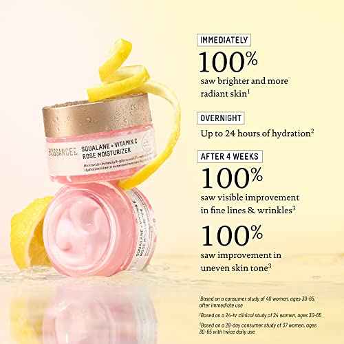 BIOSSANCE Squalane + Vitamin C Rose Face Moisturizer ? Antioxidant-Rich Day/Night Face Lotion ? Hydrates and Smooths Fine Lines ? Even Skin Tone & Reduce Discoloration ? For Radiant Skin, 1.69 Fl Oz