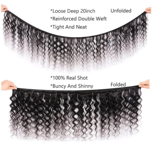 Loose Deep Wave Bundles Human Hair (16 18 20 Inch£©Wet and Wavy Bundles 10A Grade Brazilian Hair Bundles Loose Wave Remy Hair Weft Human Hair Natural Color