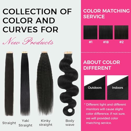 Lashey Tape in Extensions Human Hair Body Wave 18 Inch 100g 40pcs Natural Black Remy Human Hair Invisible Tape in Hair Extensions