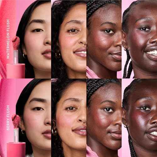 Glow Recipe Niacinamide Dewy Flush Tinted Liquid Blush Serum - Glowy Blush for Cheeks to Smooth, Hydrate & Brighten - Liquid Korean Makeup with Buildable Soft Pink Tint - Watermelon Flush (0.4 oz)