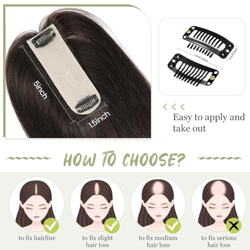 Urbeauty Hair Toppers for Women Real Human Hair for Thinning, 16 inch 1.5¡±x5¡±Silk Base Upgrade Topper, Clip-in Volume Enhancer, Natural-Looking, No Glue, Breathable, Lightweight