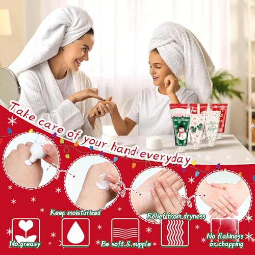 96 Pieces Christmas Hand Cream Gift Set Mini Travel Size Lotion Bulk Beauty Advent Calendar 2024 Holiday Stocking Stuffers for Women Mom Cowrkers Dry Cracked Hands, 30 ml, 6 Natural Plant Fragrances