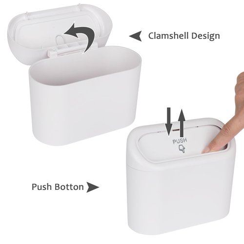 Accmor Car Trash Can with Lid, Vehicle Dustbin Garbage Organizer Holder with One Roll Bag, Mini Leakproof Storage Bin for Auto, SUV, Office (White)