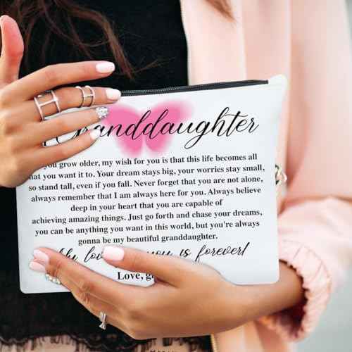 Granddaughter Gift from Grandma Nana Grandpa, Christmas, Birthday, Graduation Gift for Granddaughter Makeup Bag, My Love for You Is Forever