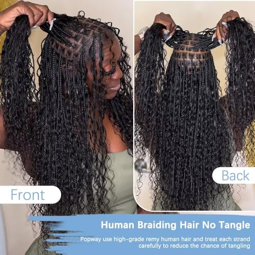 Human Braiding Hair for Boho Braids 150g 24 Inch 6 Bundles/Pack Dark Brown Human Hair Deep Wave Bundles Boho Hair for Braiding 12A Knotless Human Hair Braiding Hair Curly Hair Extensions 2#